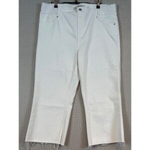Liverpool Los Angeles Gia Glider Crop White Wide Leg Raw Hem Jeans Size‎ 16/33
